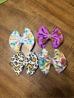 Kids Floral & Animal Print Hair Bow Set - Assorted Colors